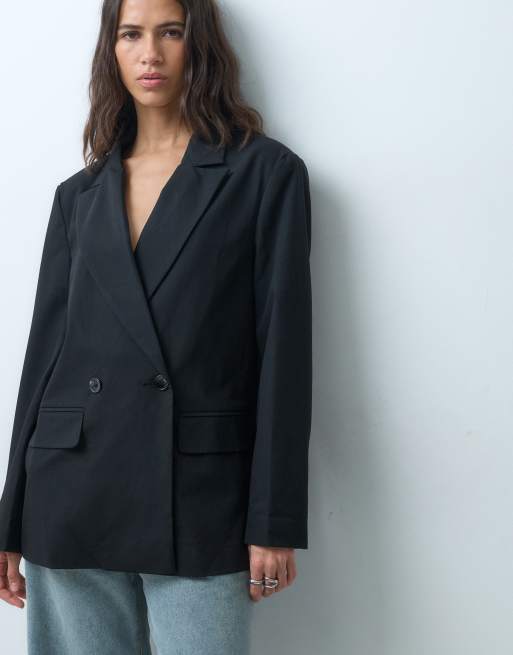 Miss Selfridge - Oversized blazer in zwart, 4 van 5