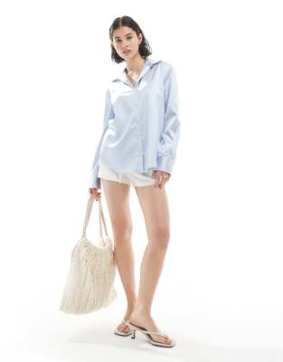 Miss Selfridge Oversized Button Down Satin Shirt