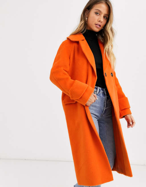 Miss Selfridge oversized coat in burnt orange