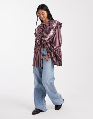 Miss Selfridge Oversized Collar Shirt In Multi
