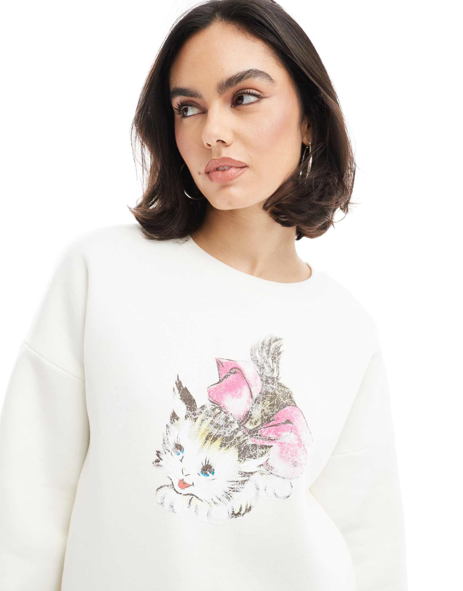 Толстовка с милым кошачьим бантом Miss Selfridge оверсайз