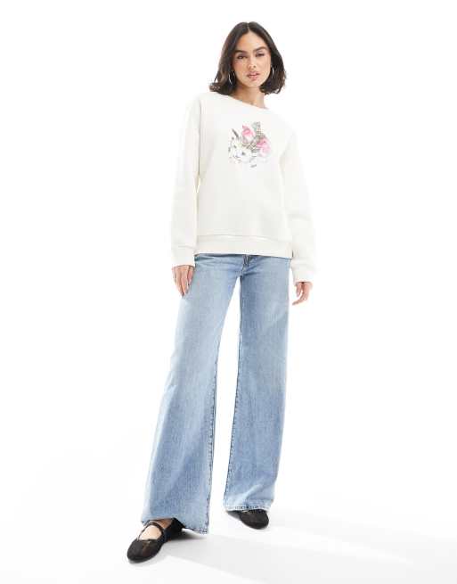 Miss Selfridge oversized cute cat bow sweatshirt