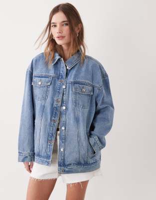 Miss Selfridge Oversized Denim Jacket In Blue
