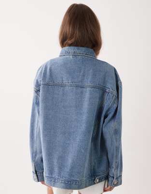 Miss Selfridge Oversized Denim Jacket In Blue