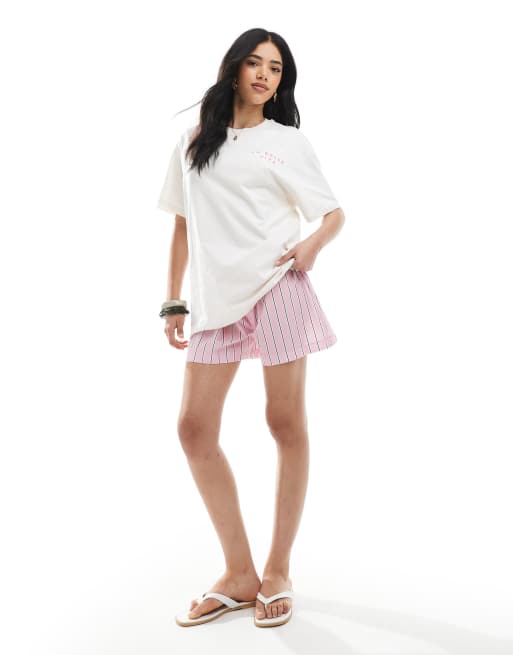 Miss Selfridge oversized dolce vita graphic back print t-shirt in white