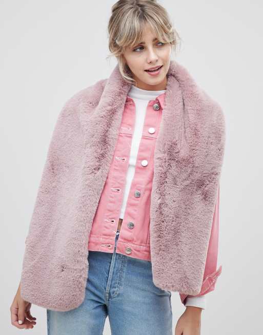 Blush pink store faux fur wrap