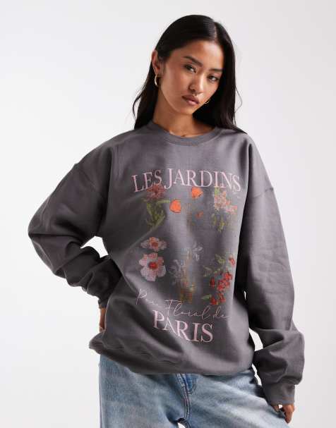 Miss Selfridge oversized flower graphic sweatshirt - view 1