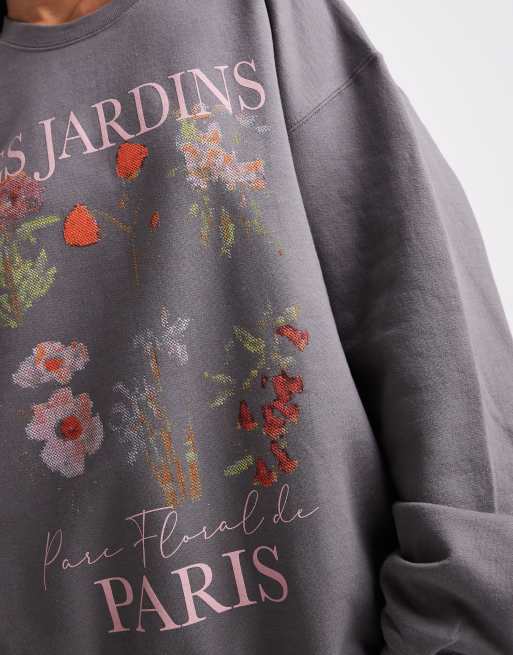 Miss Selfridge oversized flower graphic sweatshirt, 2 of 4