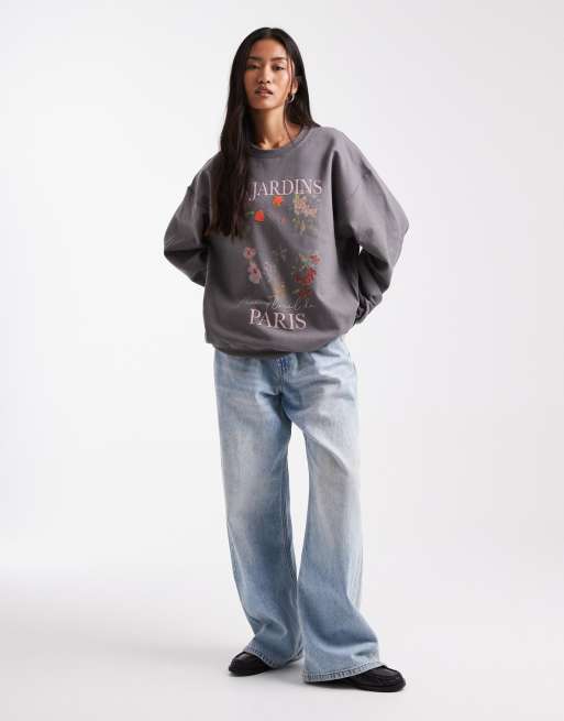 Miss Selfridge oversized flower graphic sweatshirt, 3 of 4