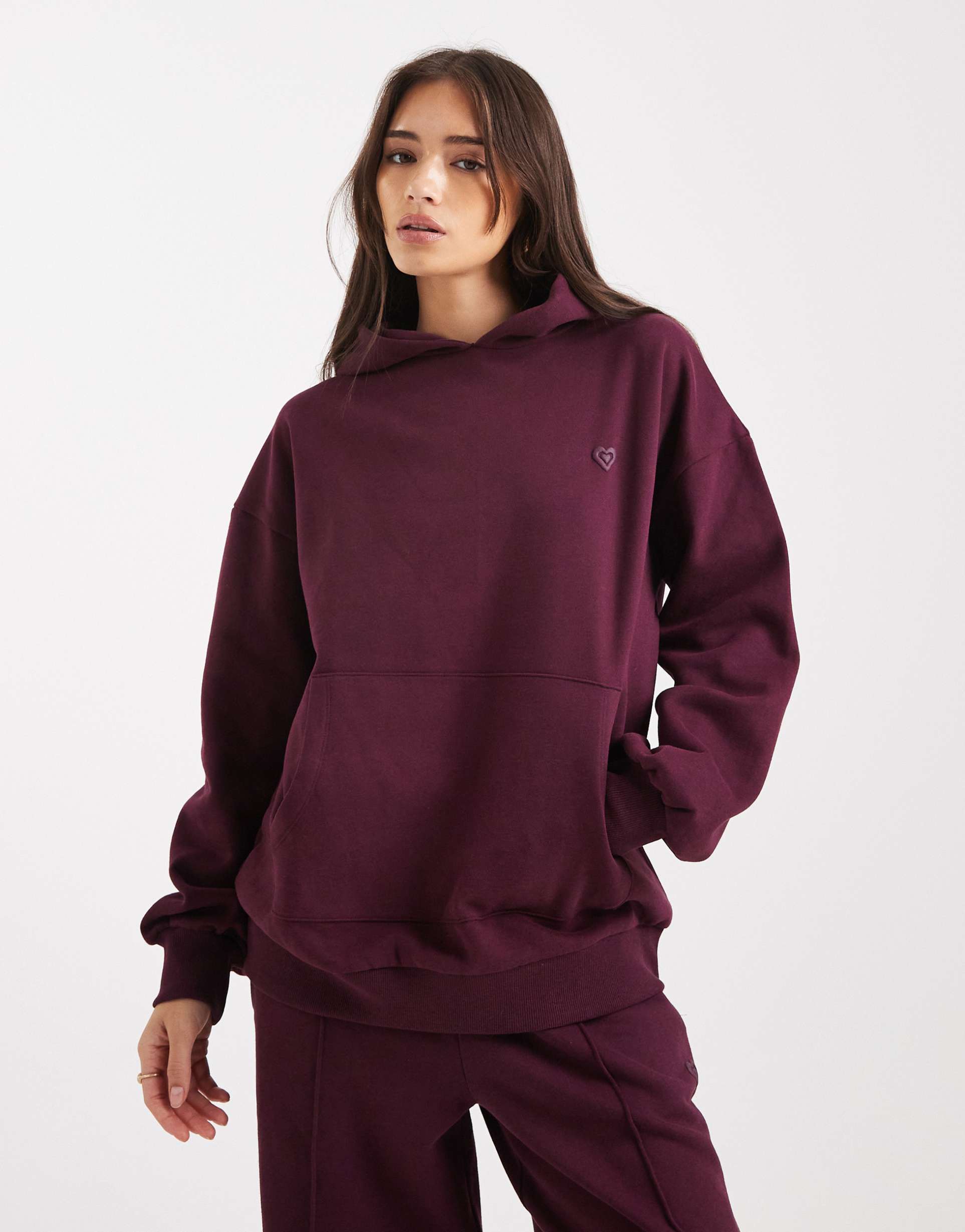 miss selfridge oversized hoodie in plum
