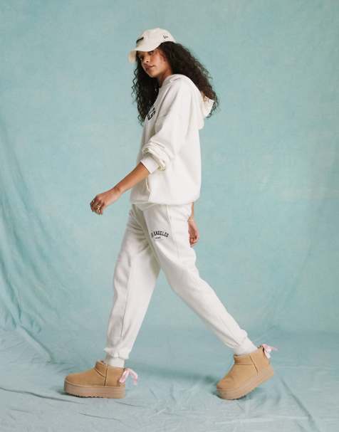 Women's White Joggers, Cream Joggers