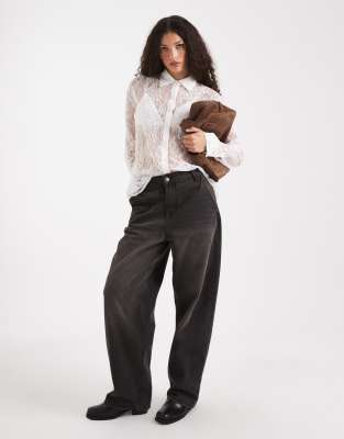 Miss Selfridge Oversized Lace Shirt In White