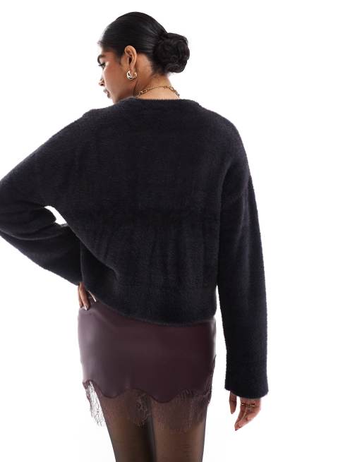 Miss Selfridge oversized lash jumper in black