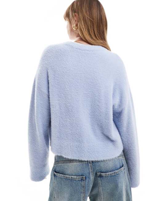 Miss Selfridge oversized lash jumper in pale blue