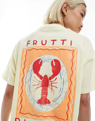 Miss Selfridge Oversized Lobster Back Print Graphic Tee