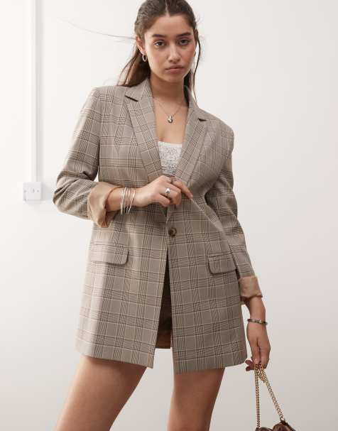 Miss Selfridge - Oversized løstsiddende blazer med ternet print - Del af sæt - view 1