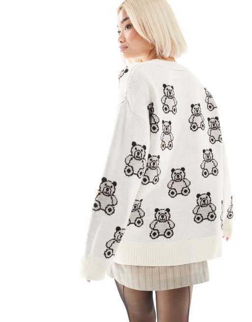 【送料&関税込】self-portrait Ivory Teddy Cardigan Self Portrait Girls Crochet Cardigan in Ivory