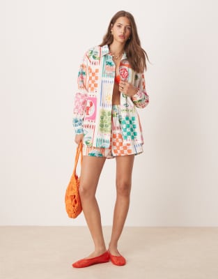 Miss Selfridge - Oversized overhemd met resortprint, deel van co-ord set