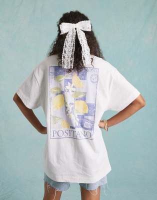 oversized Positano postcard T-shirt in white