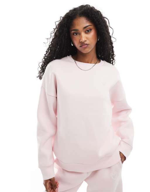Miss Selfridge oversized puff print logo sweatshirt in pink (part of a set), 2 of 4