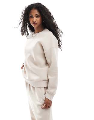 Miss Selfridge Oversized Puff Print Logo Sweatshirt In Neutral
