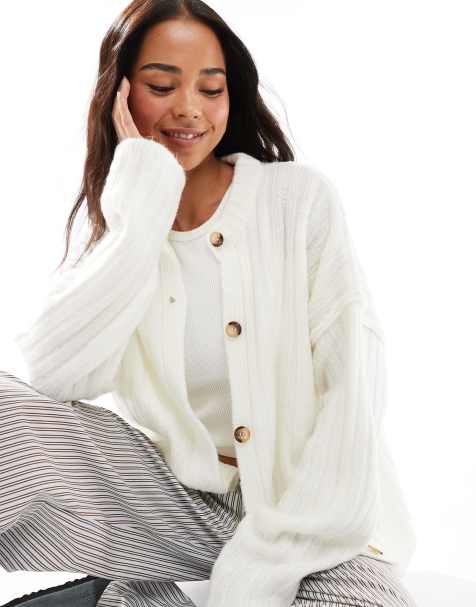 Miss Selfridge oversized ribbed cardigan in cream - view 1