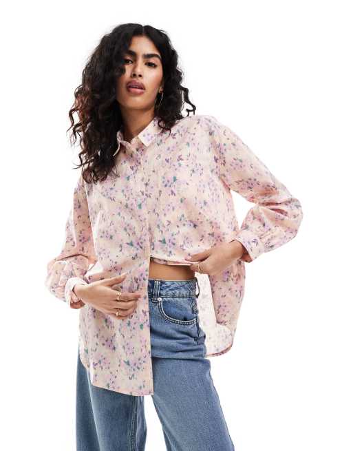 Miss Selfridge oversized shirt in ditsy print