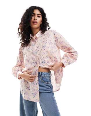 Miss Selfridge Oversized Shirt In Floral Print-multi