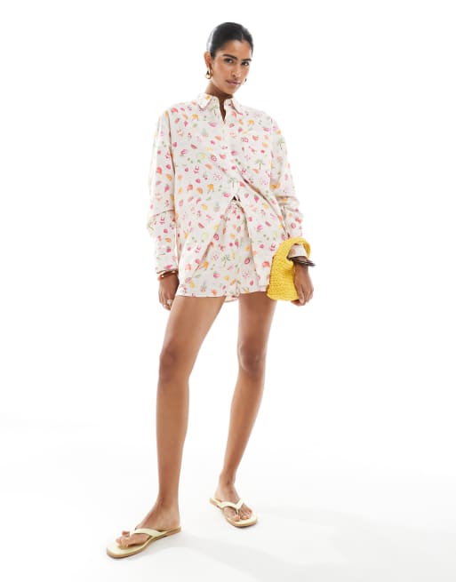 Miss Selfridge oversized shirt in fruit print, 2 of 4