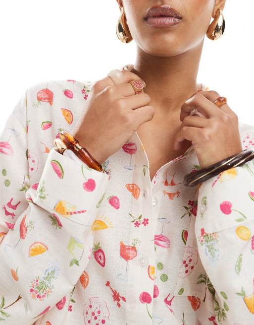 Miss Selfridge oversized shirt in fruit print, 4 of 4