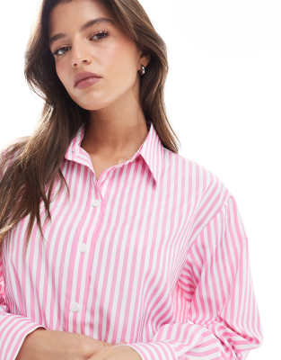 Shop Miss Selfridge Oversized Shirt In Pink
