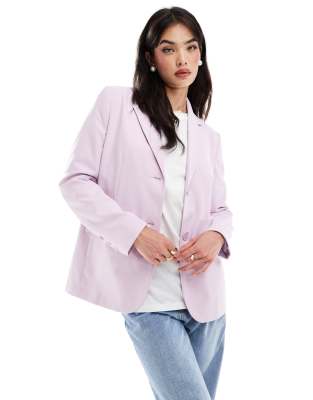 oversized single breasted blazer in lilac-Purple