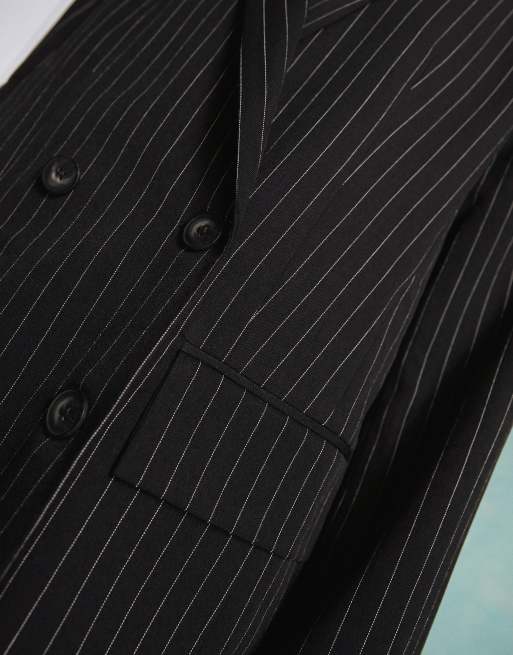 Miss Selfridge oversized slouchy blazer in black pinstripe - part of a set, 3 of 4