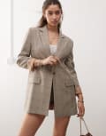 [Miss Selfridge] Miss Selfridge oversized slouchy blazer in check print (part of a set)-Multi 8 Multi Check