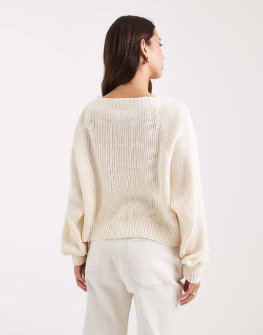 Miss Selfridge oversized slouchy knit jumper in buttermilk, 2 of 4
