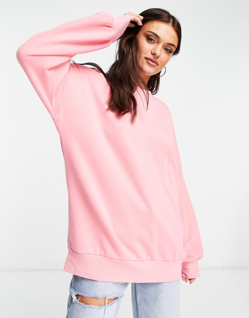 Miss Selfridge oversized sweat with heart embroidery in pink