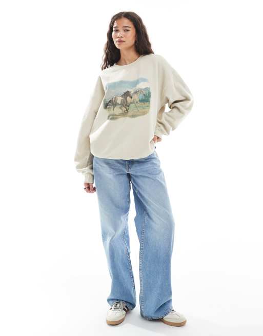 Miss Selfridge oversized sweatshirt with horse graphic