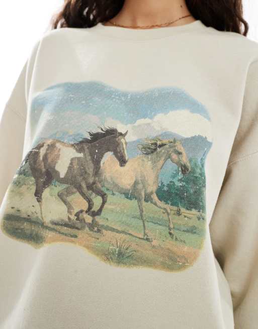 Miss Selfridge oversized sweatshirt with horse graphic