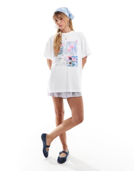 Miss Selfridge oversized t-shirt in postcard print, 4 of 4