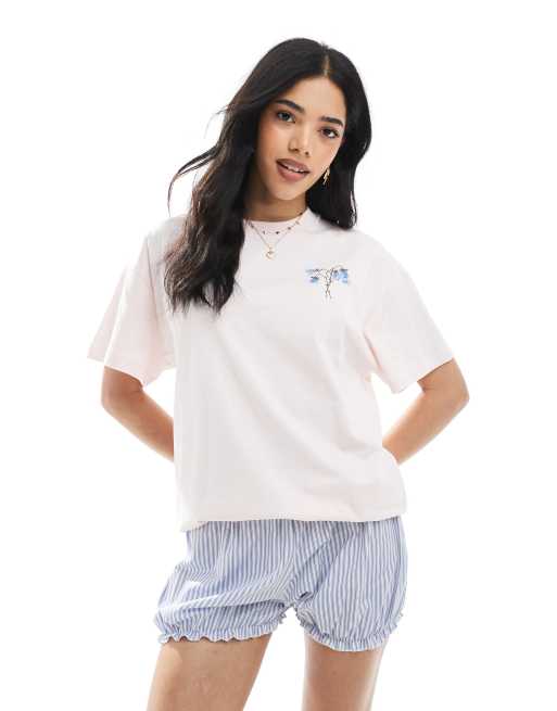 Miss Selfridge - Oversized T-shirt met grafische 'Bluebells'-print in wit, 3 van 4