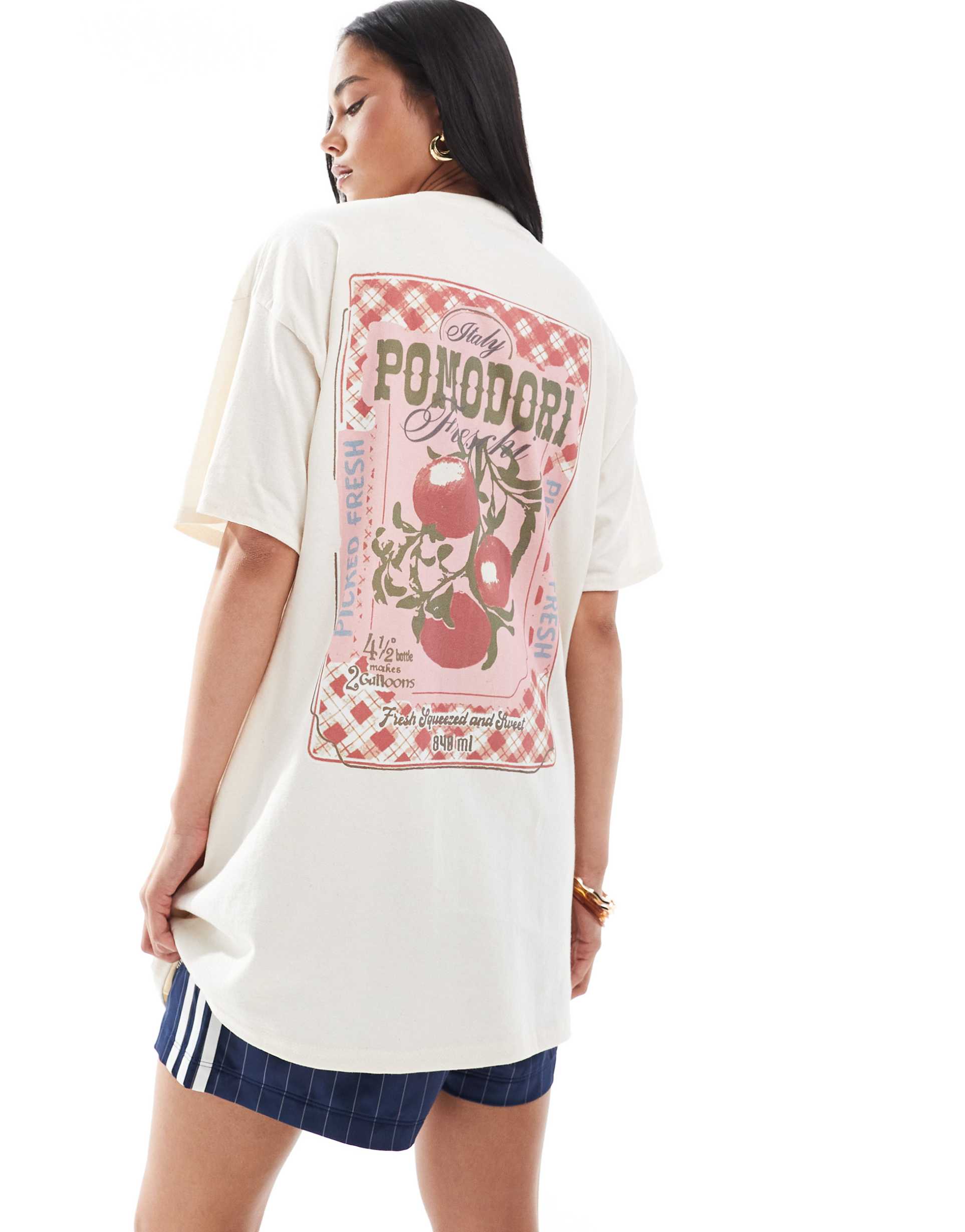 miss selfridge oversized t-shirt with tomato graphic