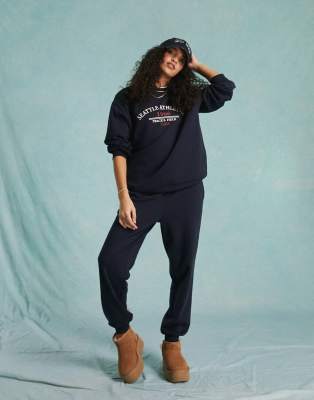 Miss Selfridge oversized trackies in navy (part of a set)