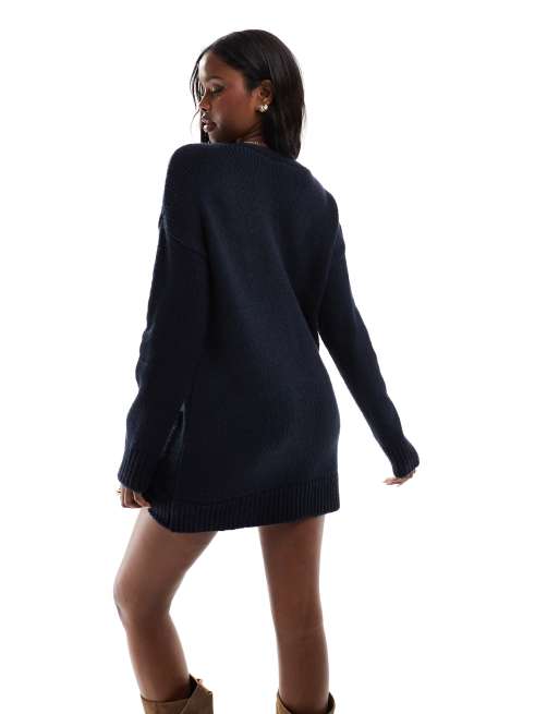 Miss Selfridge - Oversized vestjurk met lange pasvorm in marineblauw, 4 van 4