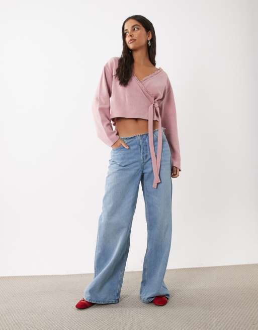 Miss Selfridge overslagtop in roze, 3 van 4