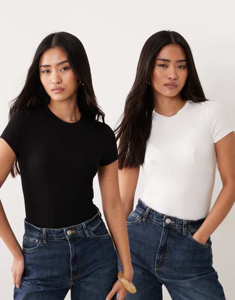 Miss Selfridge - Pakke med 2 t-shirt-bodystockings med korte ærmer - view 1