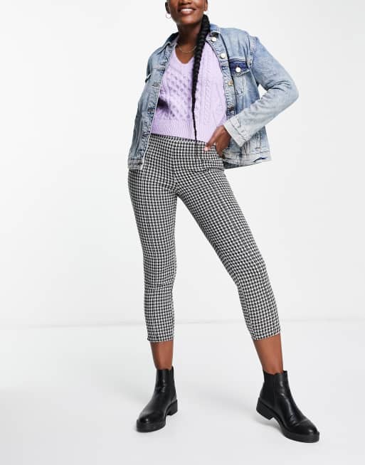 Miss Selfridge - Pantalon à carreaux en maille point de Rome - Noir et blanc, 4 de 4