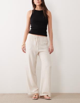Pantalon à enfiler aspect lin - Naturel-Neutre 36