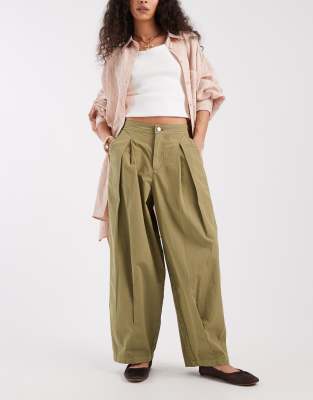 Pantalon ample casual - Kaki-Blanc 40