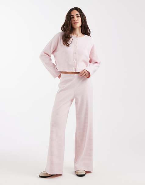 Miss Selfridge - Pantalon ample d'ensemble à rayures - Rose - view 1