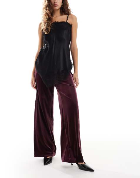 Miss Selfridge - Pantalon ample et élégant en velours - Baie - view 1